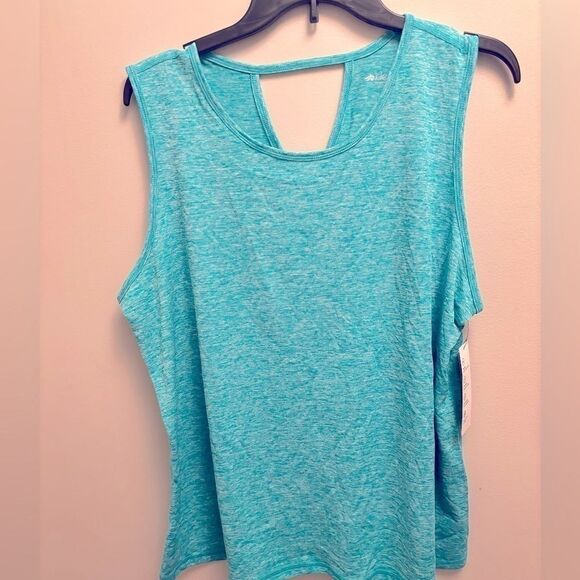 ID IDEOLOGY Women'Essentials Heathered Keyhole-Back Tank Top shirt tropical surf - Picture 12 of 13